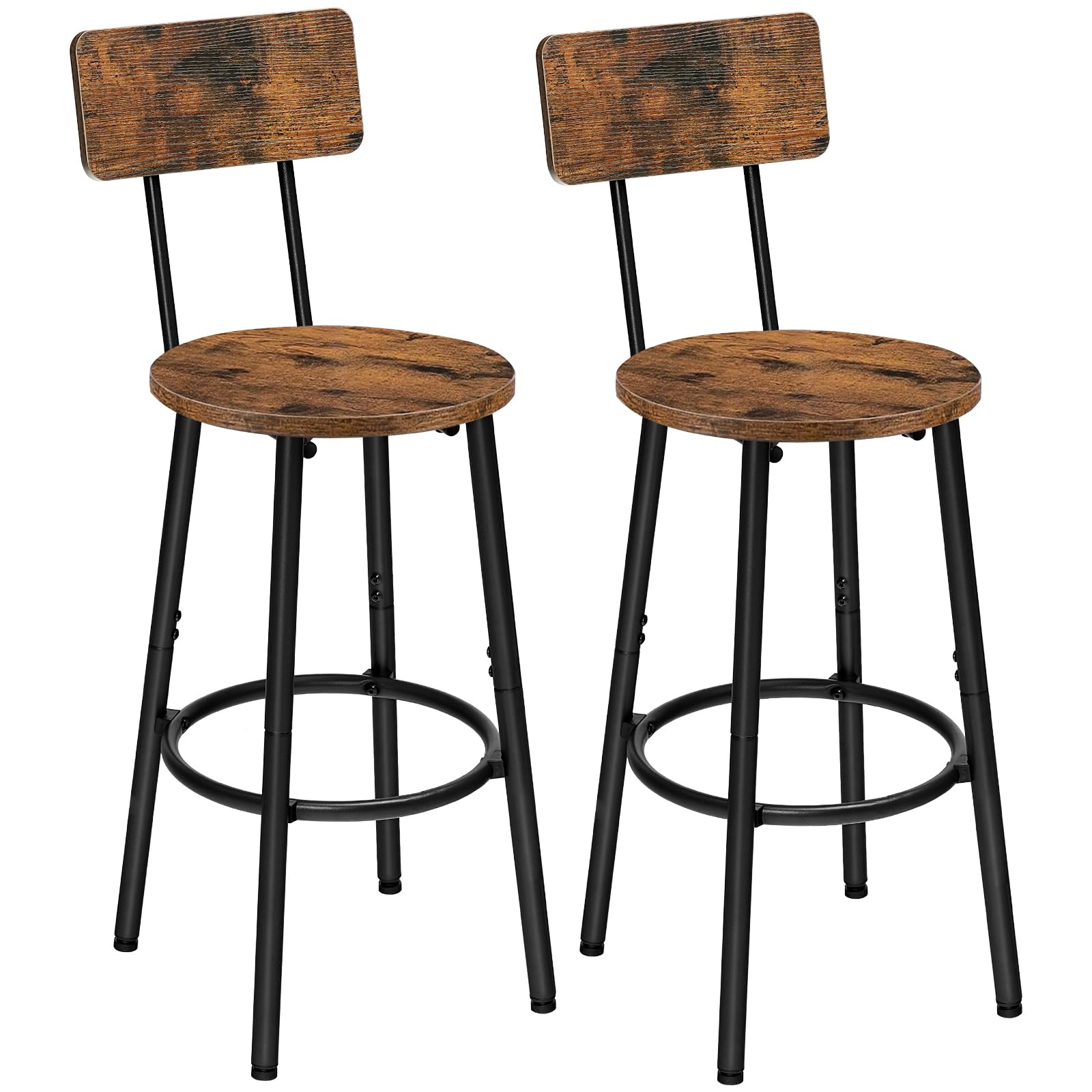 Bar Stools,Set of 2 Round Bar Chairs with Back