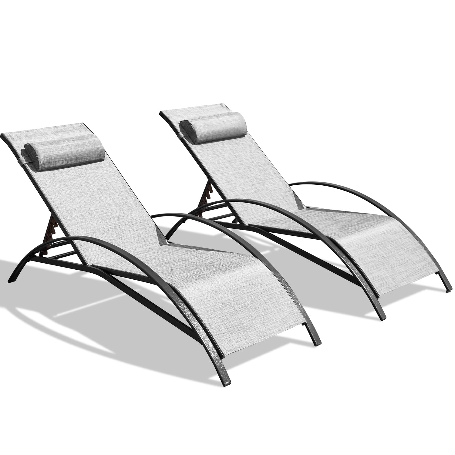 All-Weather Textiline Recliner Chairs Set of 2 Outdoor Lounge Chairs