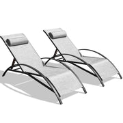 All-Weather Textiline Recliner Chairs Set of 2 Outdoor Lounge Chairs