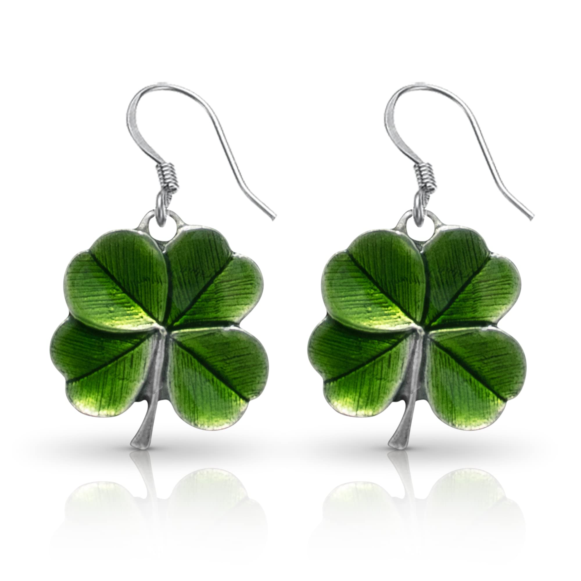 Four Leaf Clover Earrings | Handcrafted Pewter Shamrock Dangle Earrings