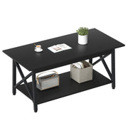 Black Coffee Table with Storage Shelf 39 inch