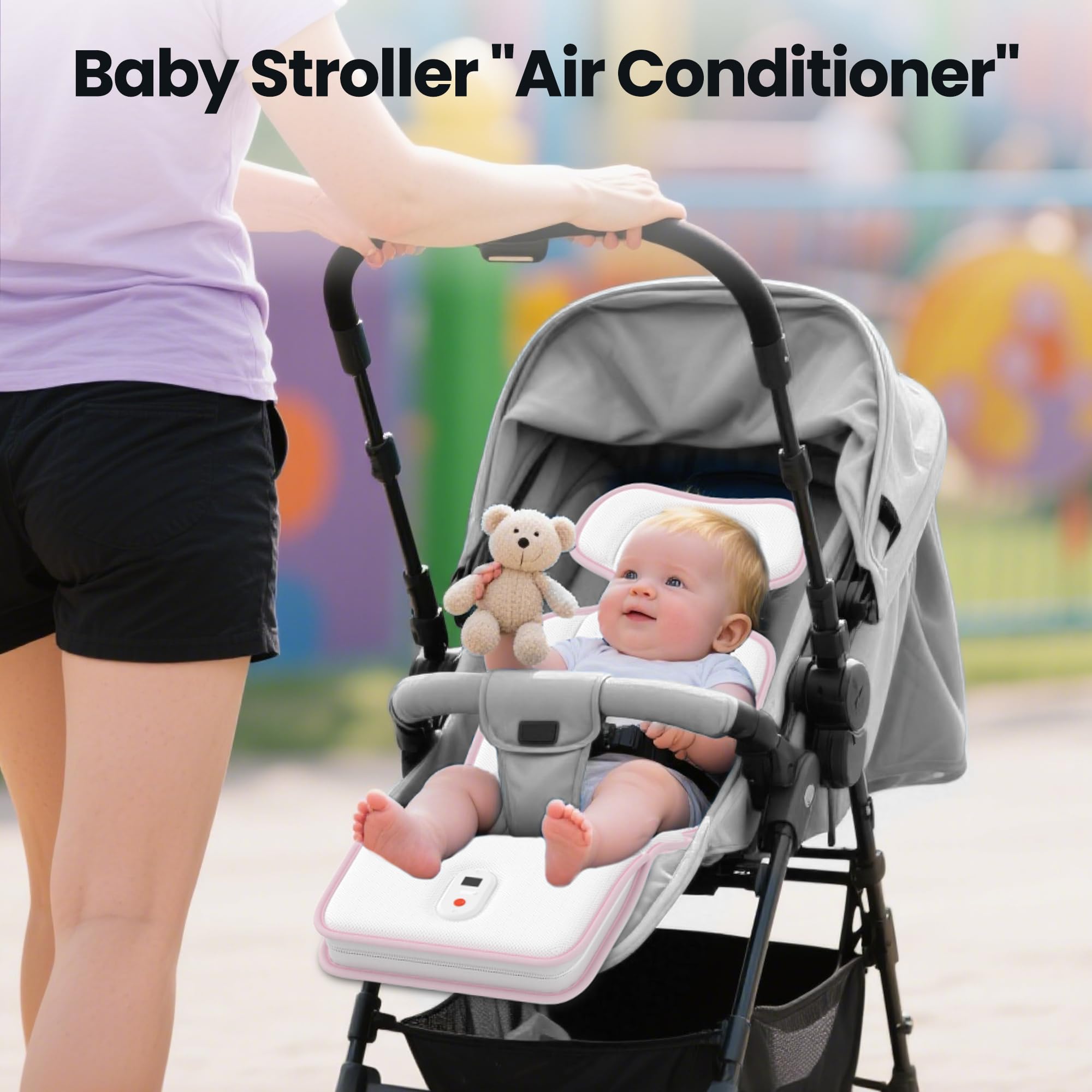 Baby Stroller Cooling Pad,Car Seat Cooler with 2 Built-in Blower Fan| 10h maxRuntime & 10000mAh Battery | 3-Speed Adjustable & Breathable 3D Mesh,Baby Carseat Cushion,Baby Essentials in Summer