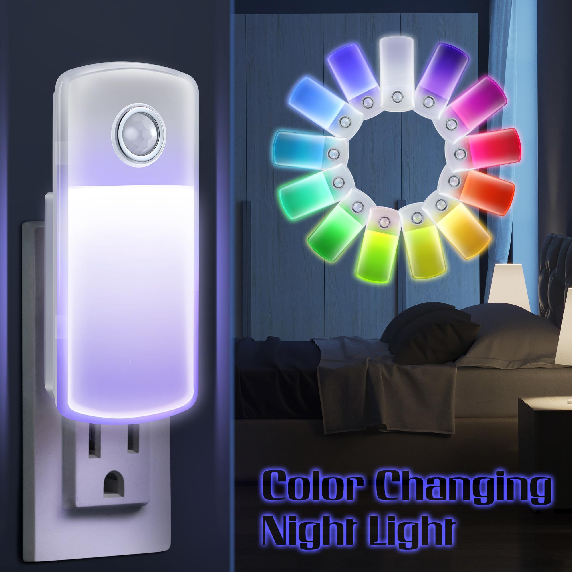 Power Failure Night Lights 5-in-1 Multi Color LED Light, Rechargeable Flashlight