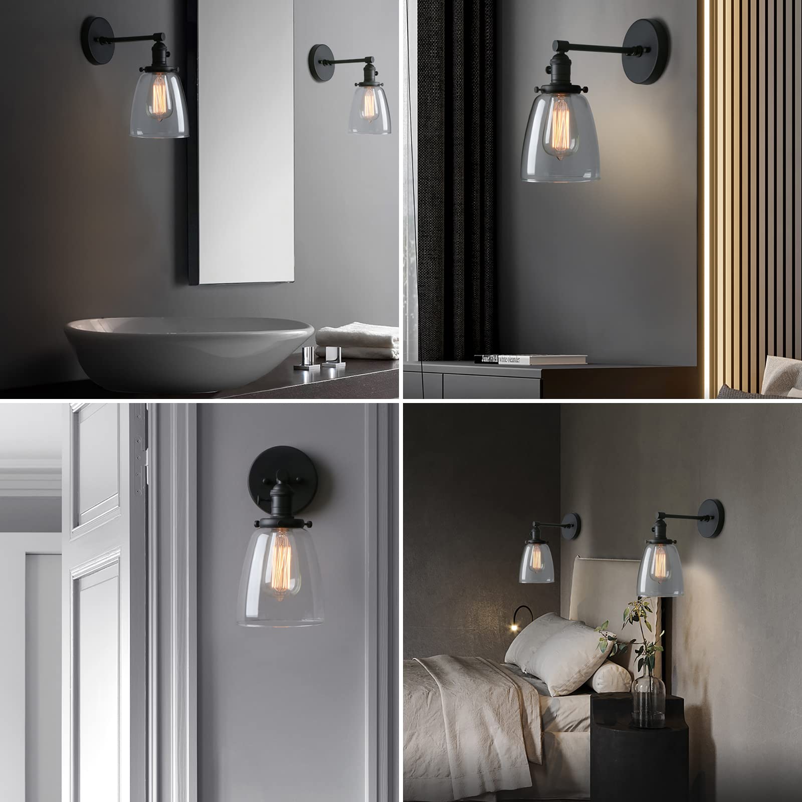 Industrial Wall Sconce Light 1-Light Black Sconce