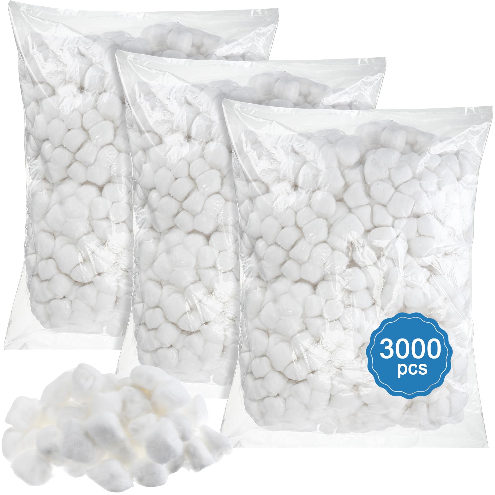3000 Pcs Cotton Balls Bulk Medium Size Organic Pure Cotton Balls for Makeup Remover
