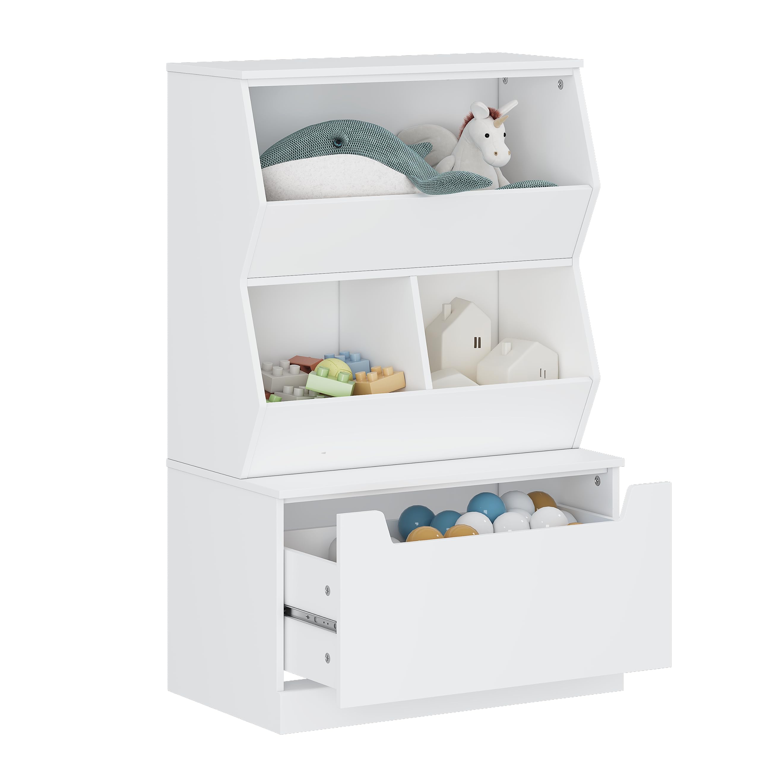 Kids Toy Storage Cabinet and Organizer with Drawers and Cubbies - Ideal for Playroom