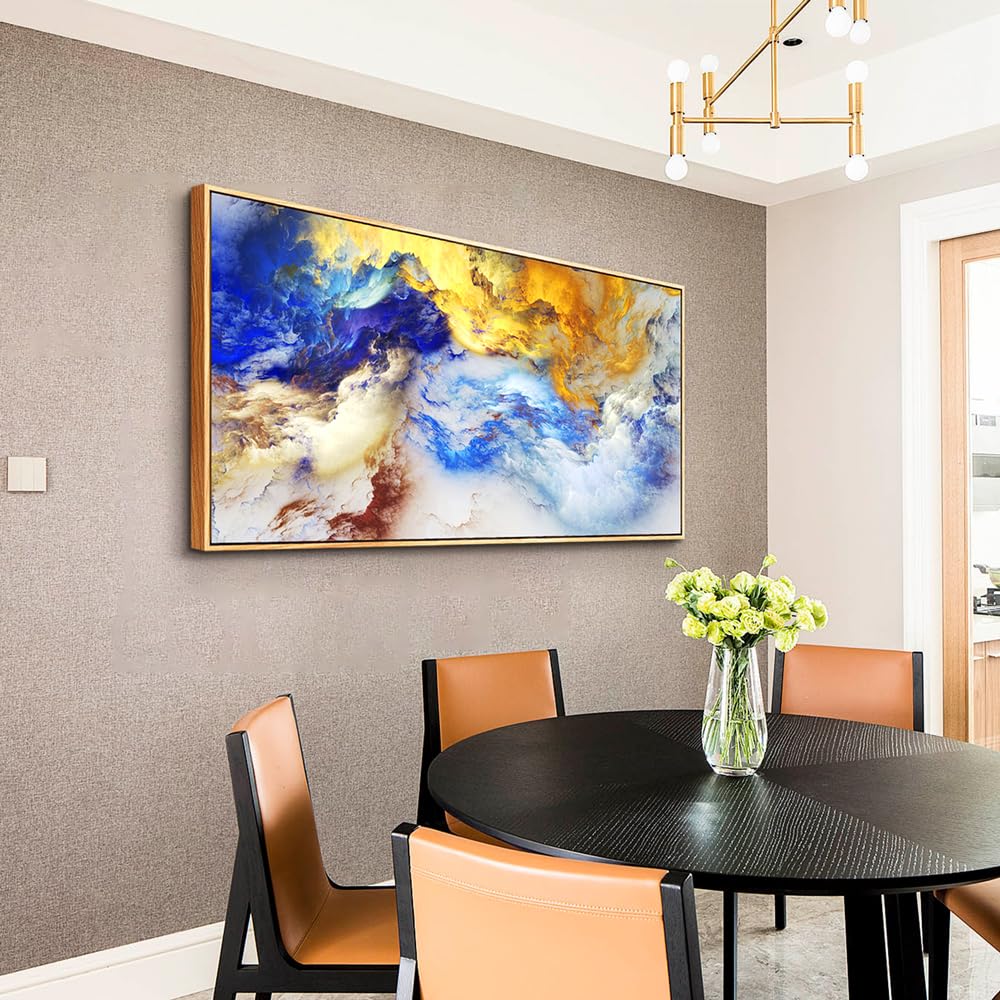 Wood Framed Canvas Wall Art - Large Abstract Ink Canvas Prints for Living Room