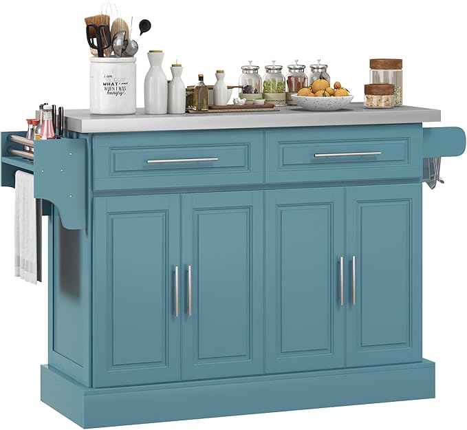 Rolling Kitchen Island Cart with Wheels, Portable Island Table for Kitchen