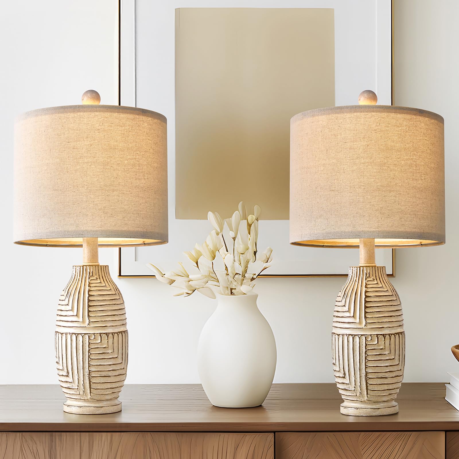 Table Lamps Set of 2 Farmhouse Lamps for Living Room Bedroom Boho Small