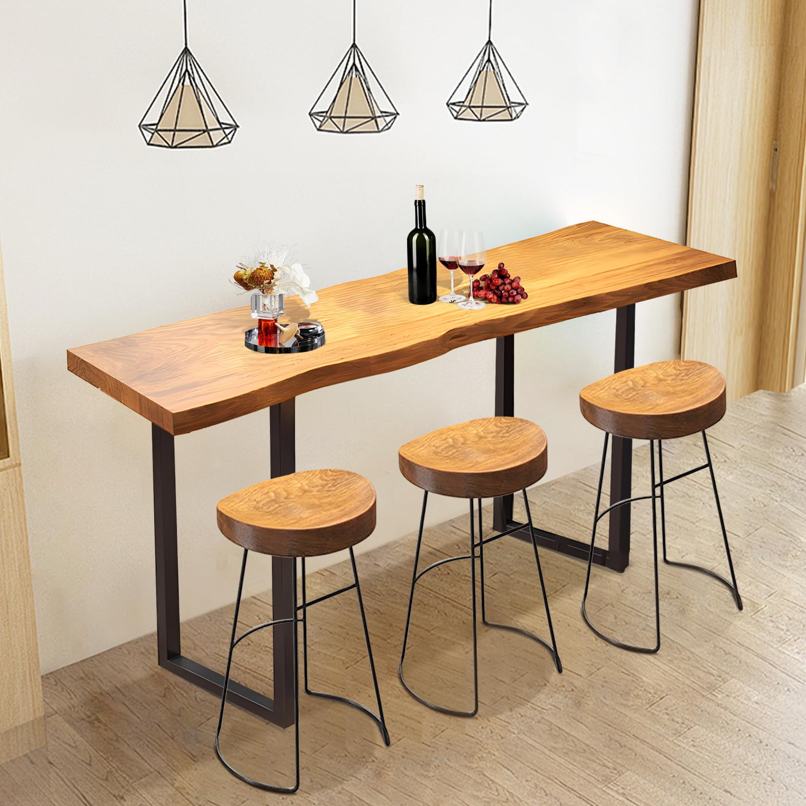 Bar Table,Bar Height Pub Table with Sturdy Metal Frame,Narrow High Top Table