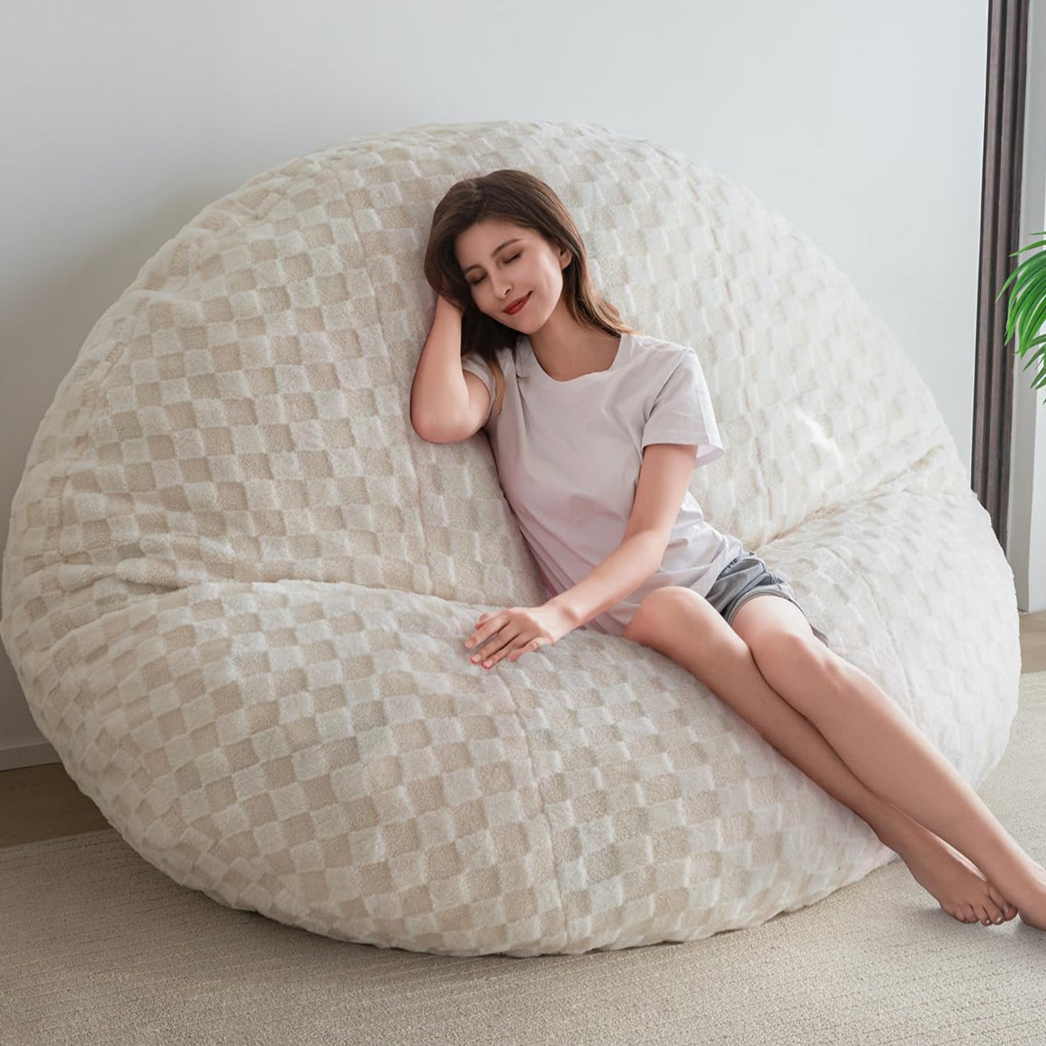3 in 1 Bean Bag Chair, Giant Bean Bag Convertible Lounger for Adult