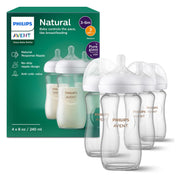 Avent Natural Glass Baby Bottles with Natural Response Nipples (Medium Flow, Flow 3)