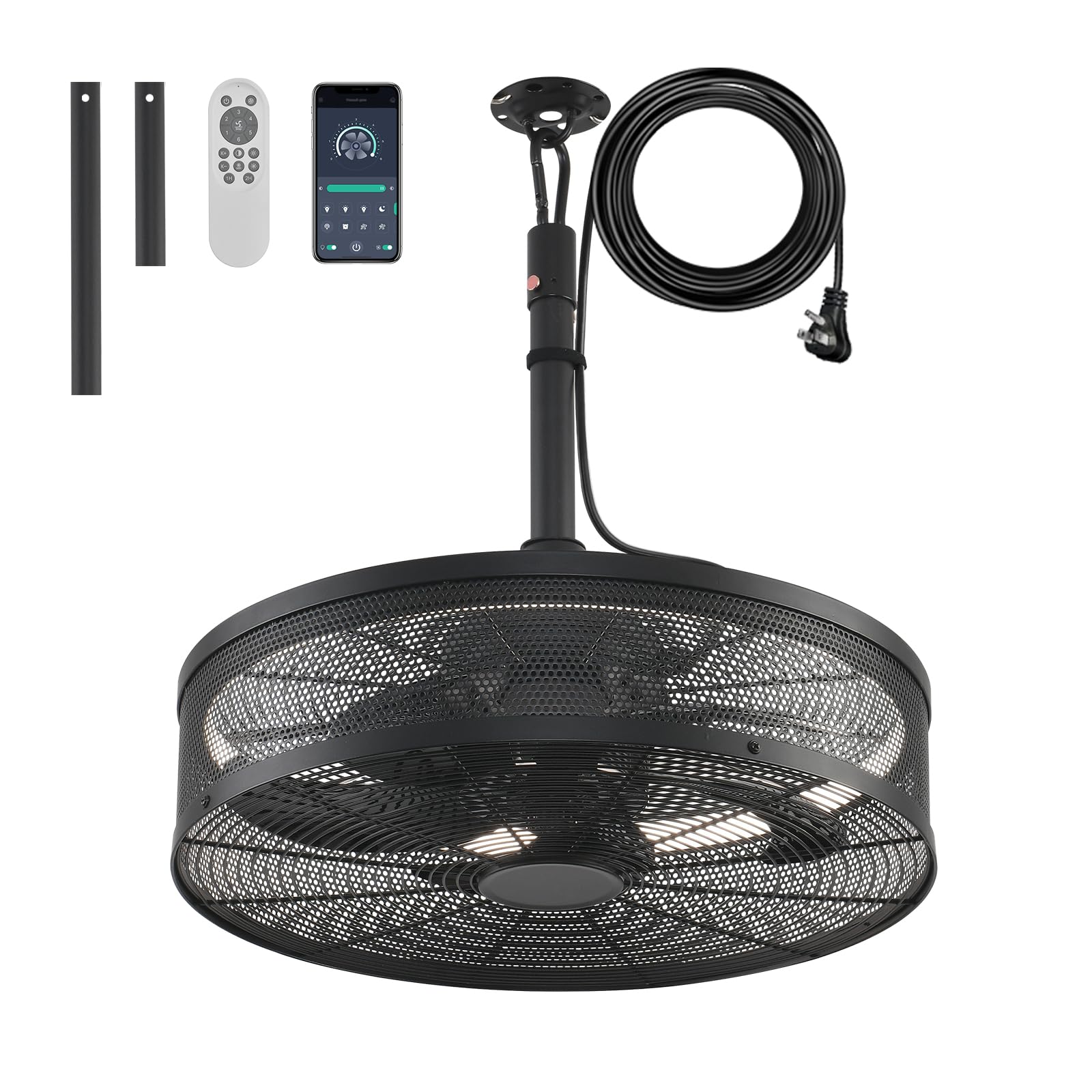 Garage Ceiling Fans with Lights and Remote,Gazebo Fans Outdoor Hanging
