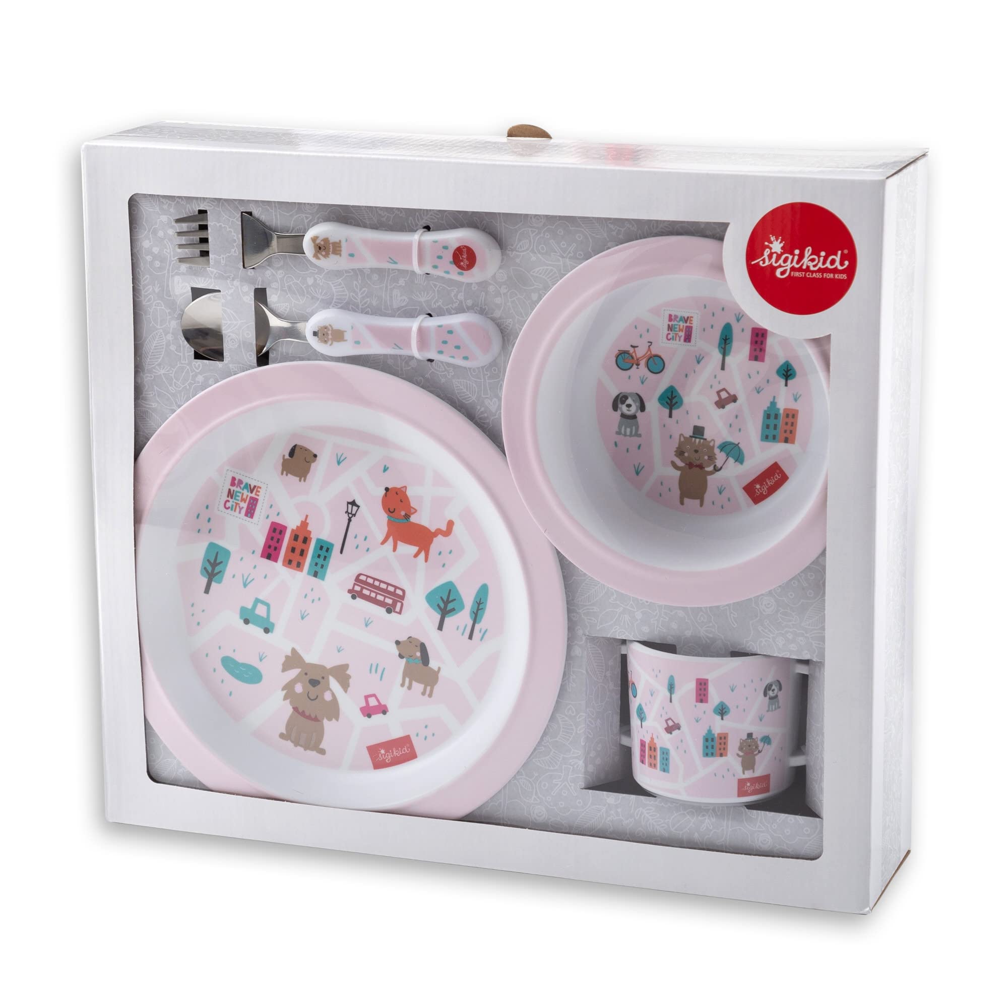 25245 Melamine Set for Girls Pink Dog from 36 Months