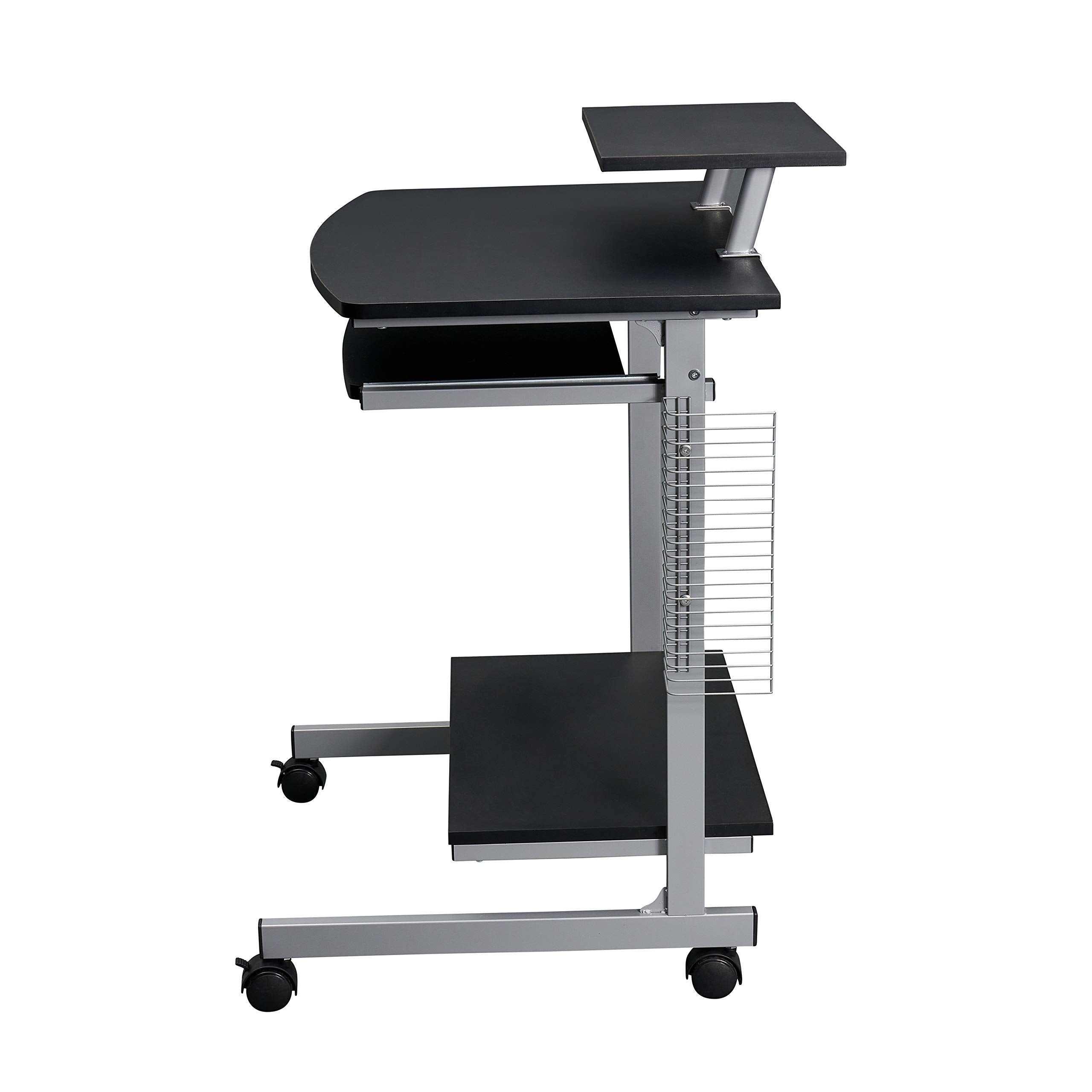 Rolling Mobile Computer Desk/Cart with Storage Shelves