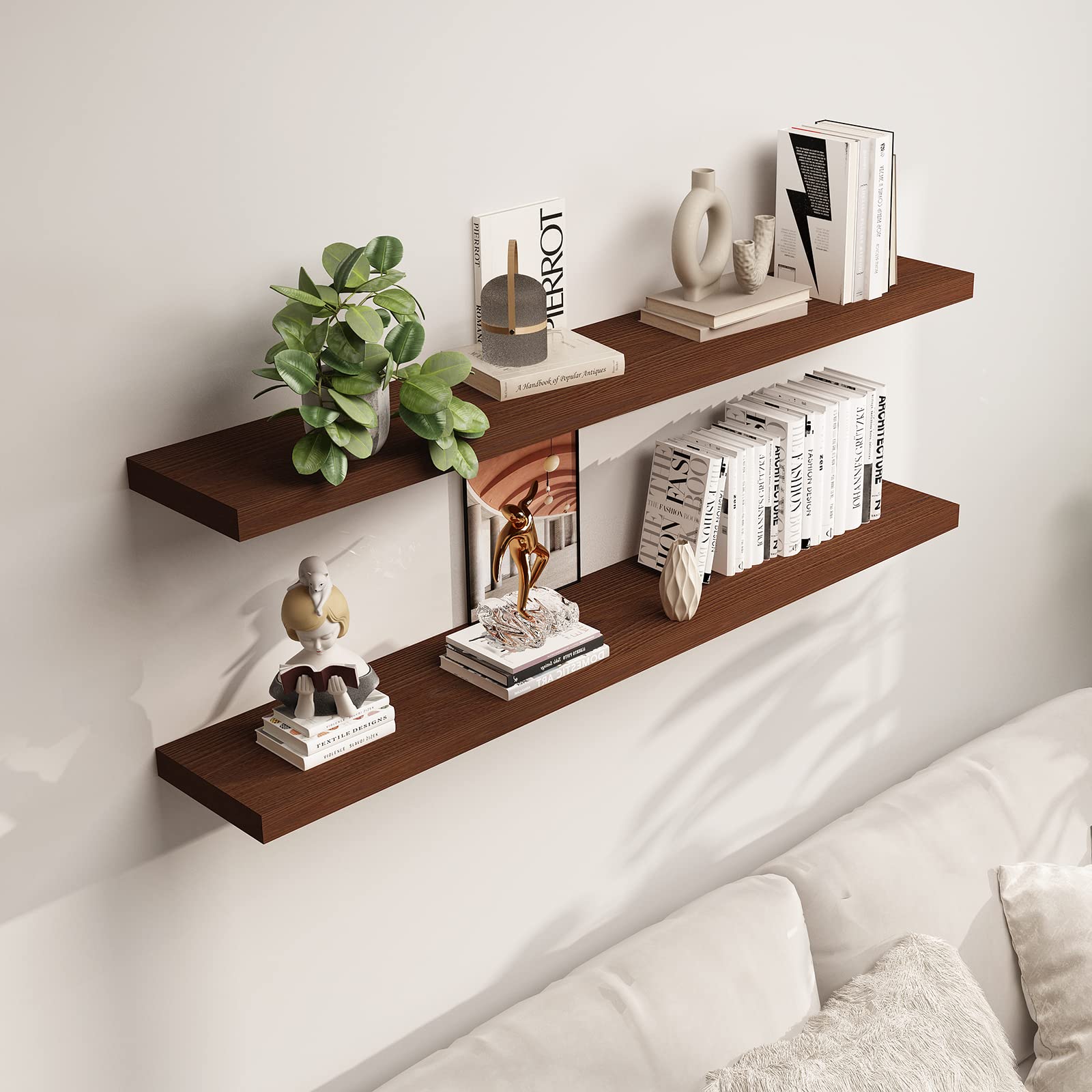 8" Deep Floating Shelves Reclaimed Wood Wall Shelf Pine Wall Mount Shelf (Set of 2