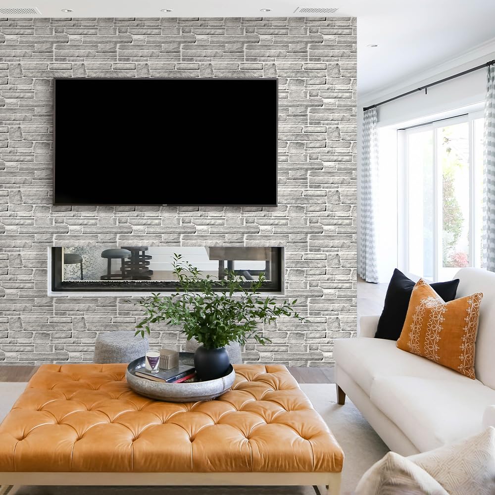 3D Faux Stone Wall Panel, Peel and Stick Wall Tiles,10 Pcs of 12"X12" Ultra-Light Thin