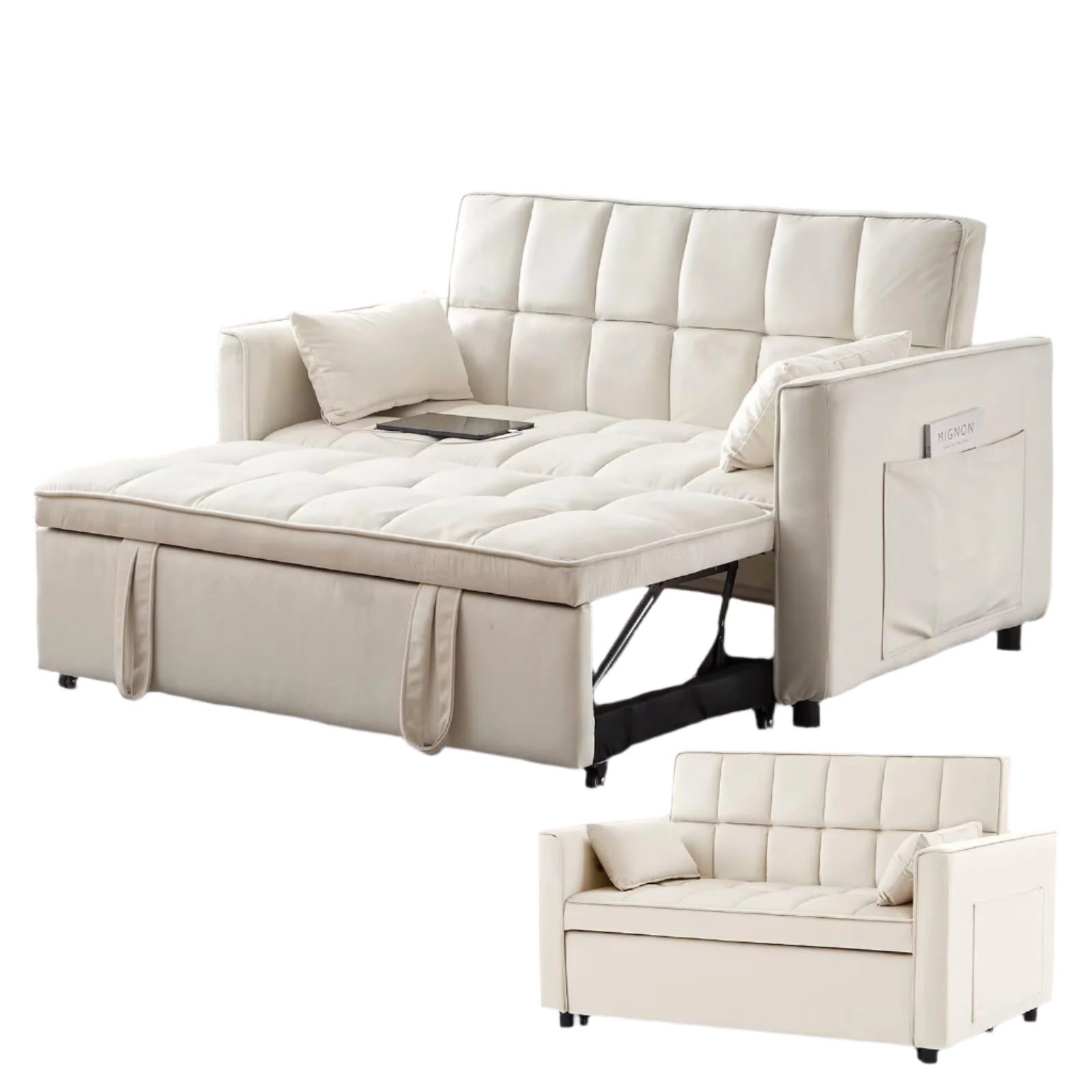 Modern 3 in 1 Convertible Sleeper Sofa Couch Bed