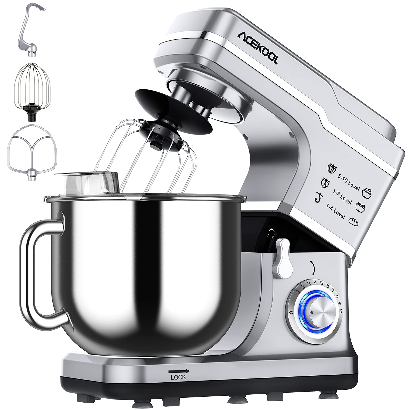 Stand Mixer 7.5QT 10-Speed 660W Tilt-Head Kitchen Electric Food Cake Mixer