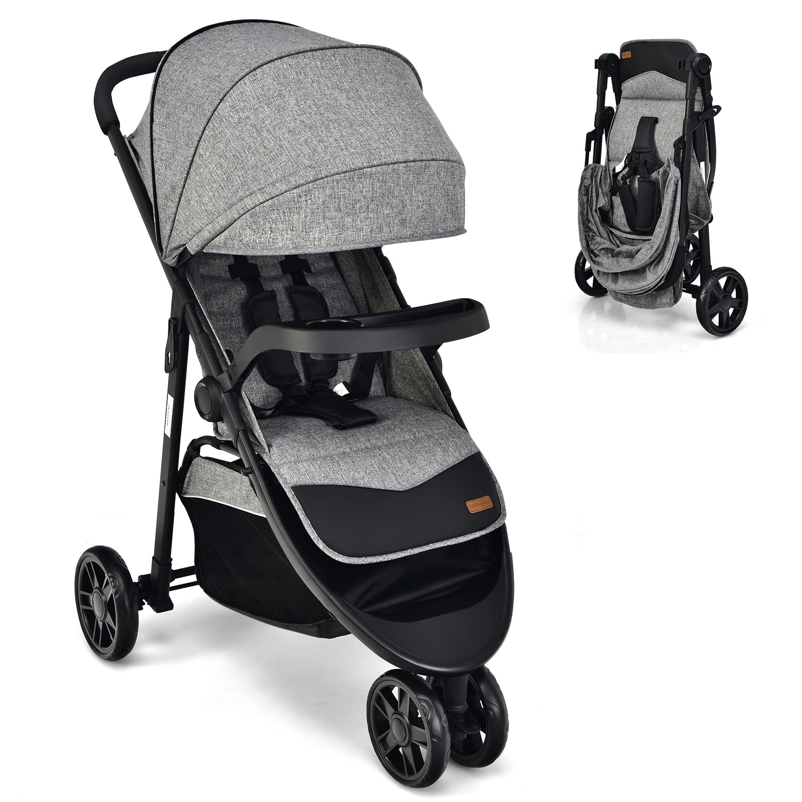 Jogging Stroller, Jogger Travel System with 5-Point Safety Harness, Adjustable