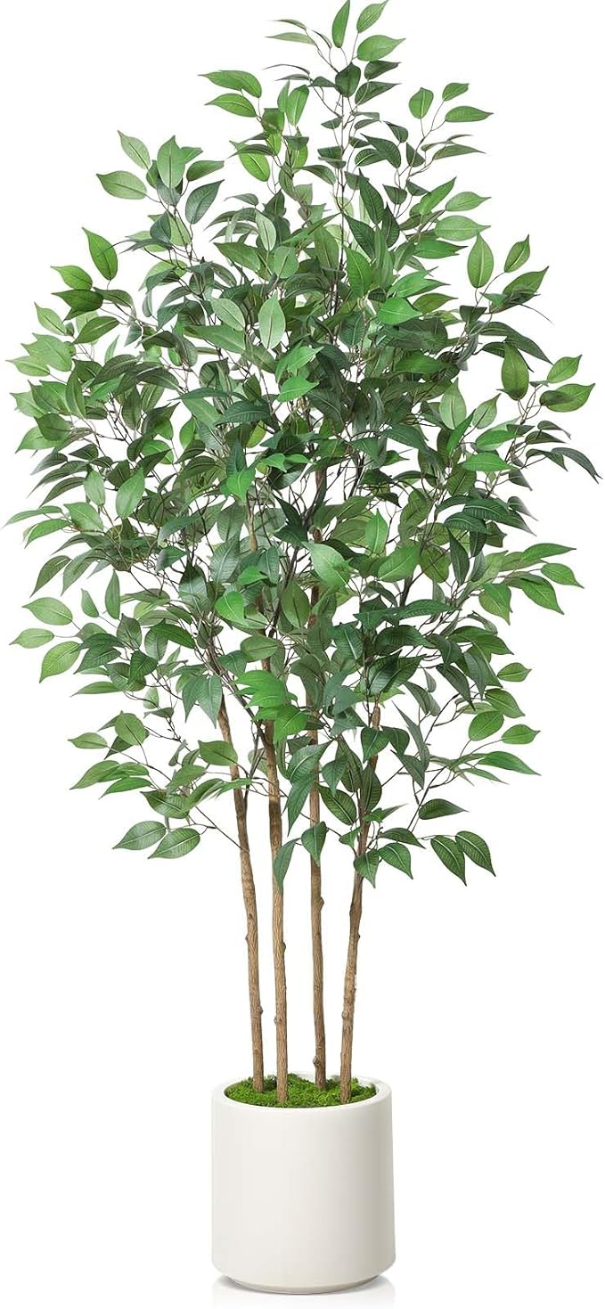 Ficus Artificial Tree 5ft Tall Fake Ficus Tree for Home Decor Indoor Faux Silk Ficus Plant Fake
