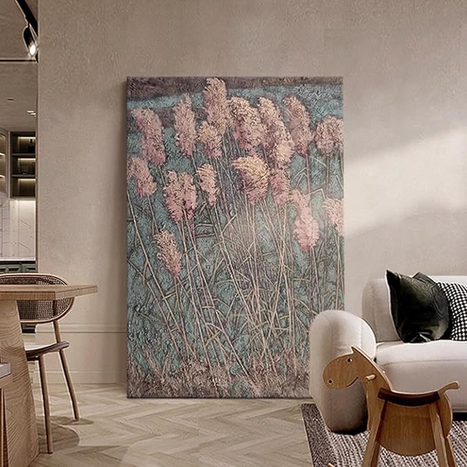 Handcrafted Texture Abstract Canvas Art Floral Oil Painting Home Wall Art Deco