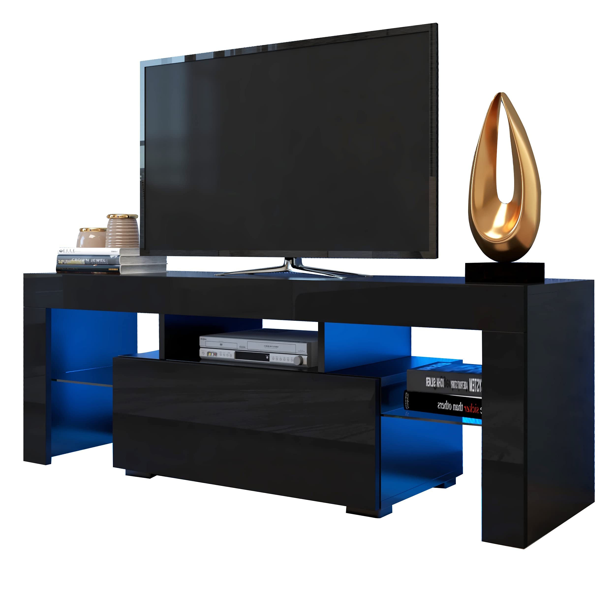 LED TV Stand with 16 Colors RGB LED Lights,Modern Media Storage Console