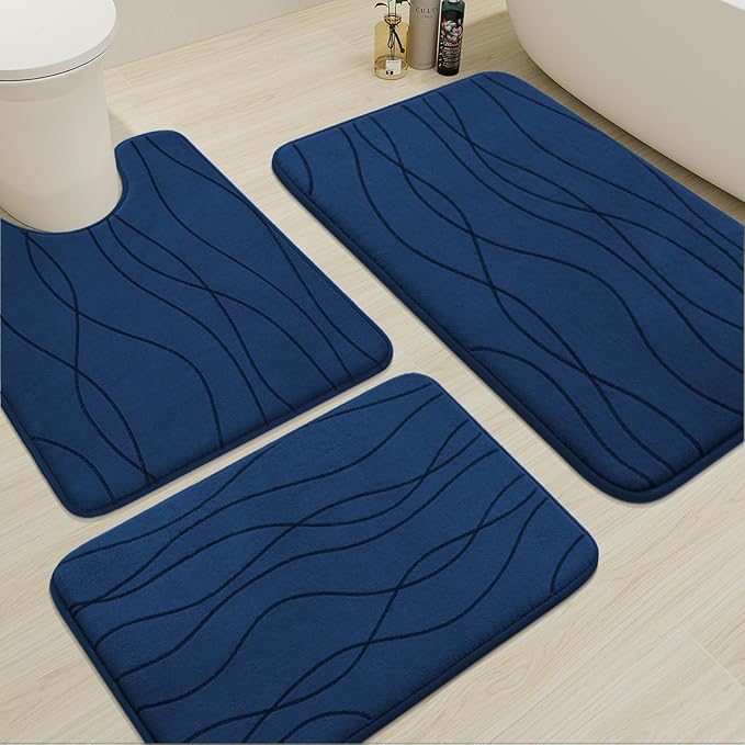 Memory Foam Bathroom Rug Sets 3 Piece