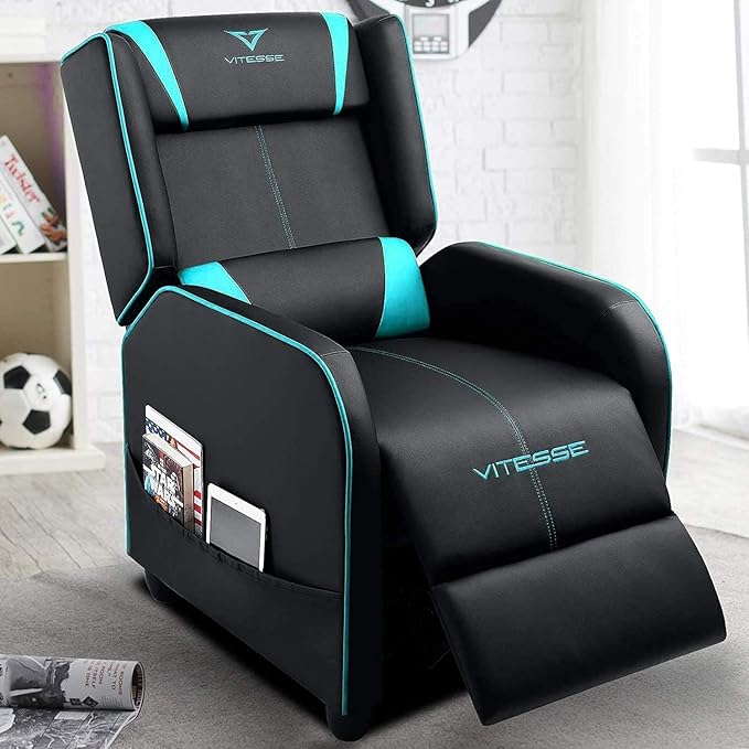 Gaming Recliner Chair Racing Style Single PU Leather Sofa Modern Living Room