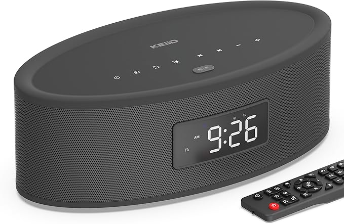 Bluetooth Clock Radio Speaker with Dual Music/Radio Alarms, Aesthetic Design