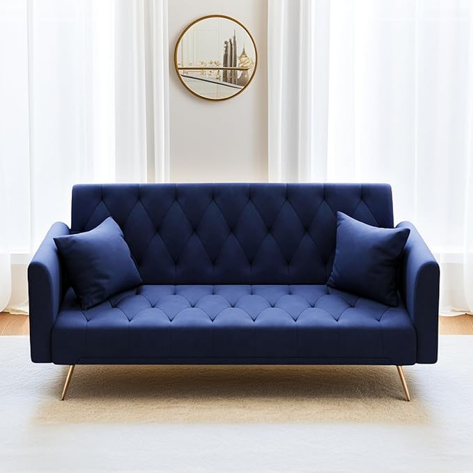 72"Modern Velvet Sofa Bed Futon,Convertible Folding Sleeper Bed Couches
