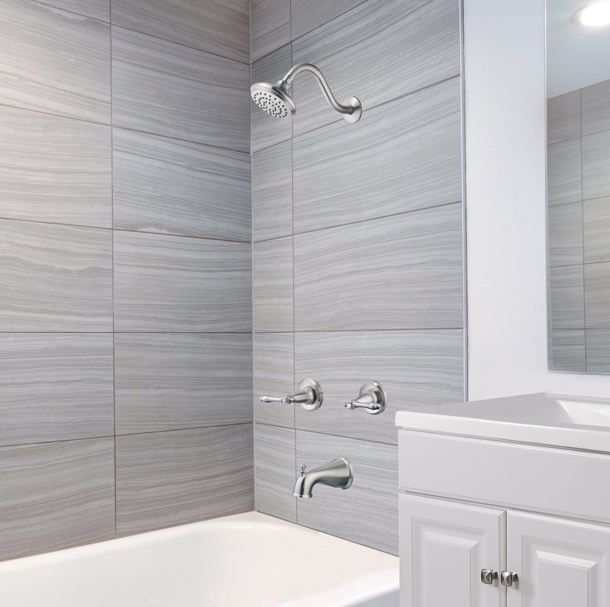 Bath and Shower Trim Kit with Valve, Dual-Handle, High-Pressure Shower Head