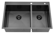 33 Drop In Double Bowl Kitchen Sink, 33x22 Inch Black Drop In Double Bowl Kitchen Sinks