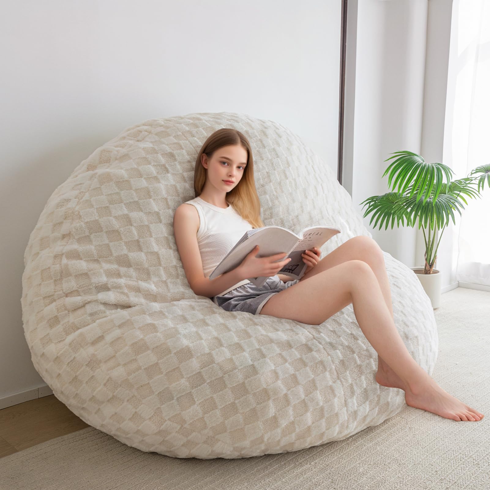 3 in 1 Bean Bag Chair, Giant Bean Bag Convertible Lounger for Adult