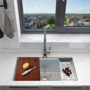 30" x 19" Kitchen Workstation Sink - 10" Deep Basin, 3D Embossed Undermount