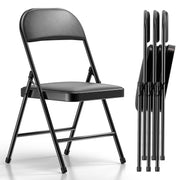 4 Pack Folding Chairs with Padded Cushion and Back, Khaki Metal Chairs