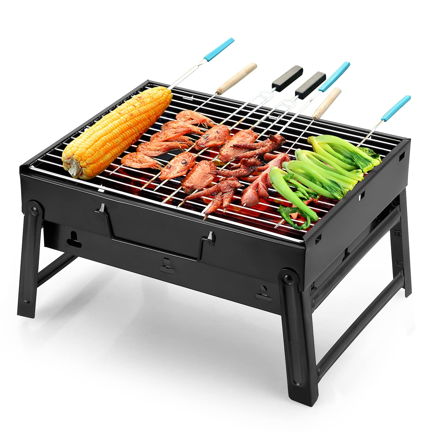 Barbecue Grill Portable BBQ Charcoal Grill Smoker Grill for Outdoor Cooking Camping