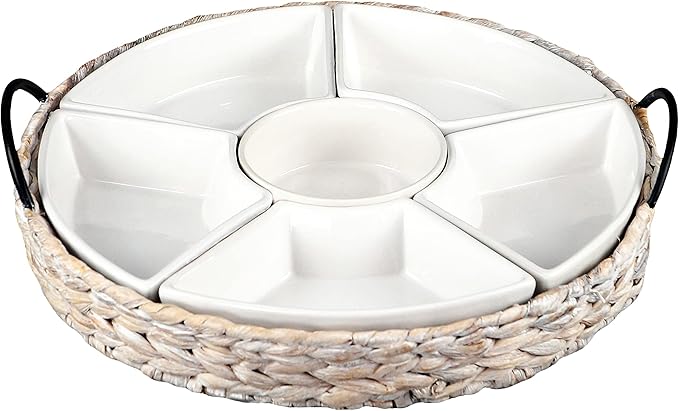 Serving Tray and Serving Dishes, RANDEFURN 7-Set Gold Platters