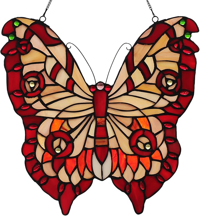 Yellow Butterfly Stained Glass Window Hanging Tiffany Animal Style Stained Glass