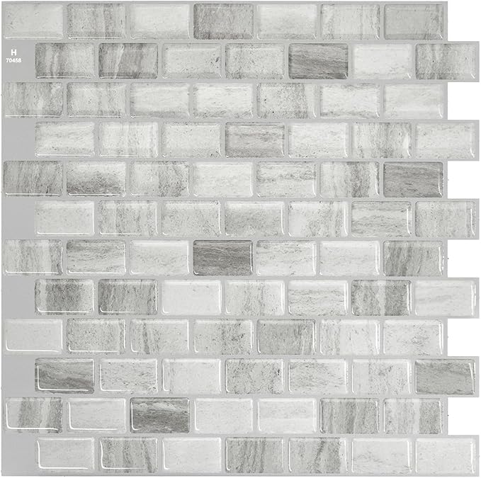 Peel and Stick Backsplash - 5 Sheets of 7,66" x 7,66" Betera Beige - 3D Adhesive