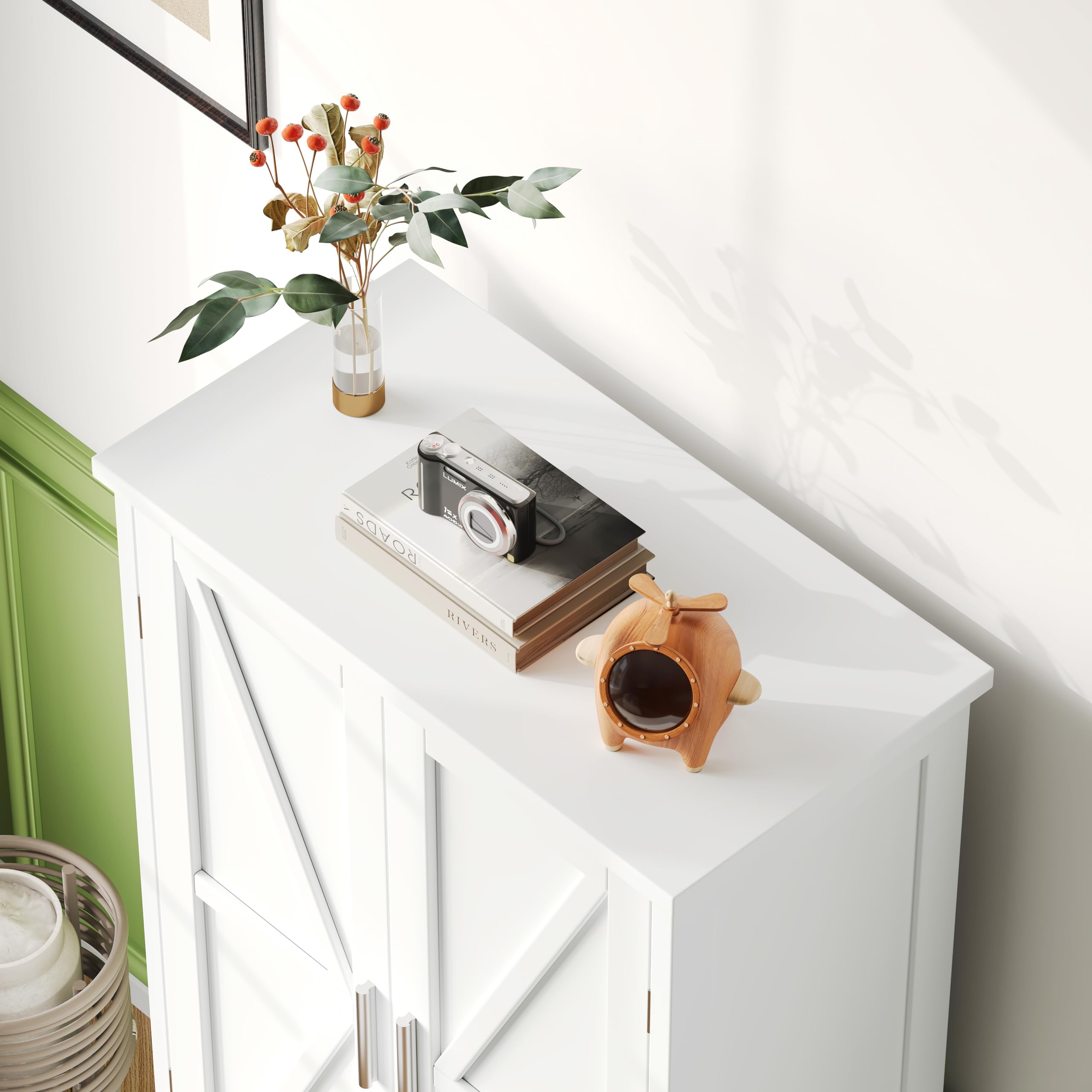 50.4" H Bathroom Storage Cabinet, Modern Floor Cabinet with Adjustable Shelf