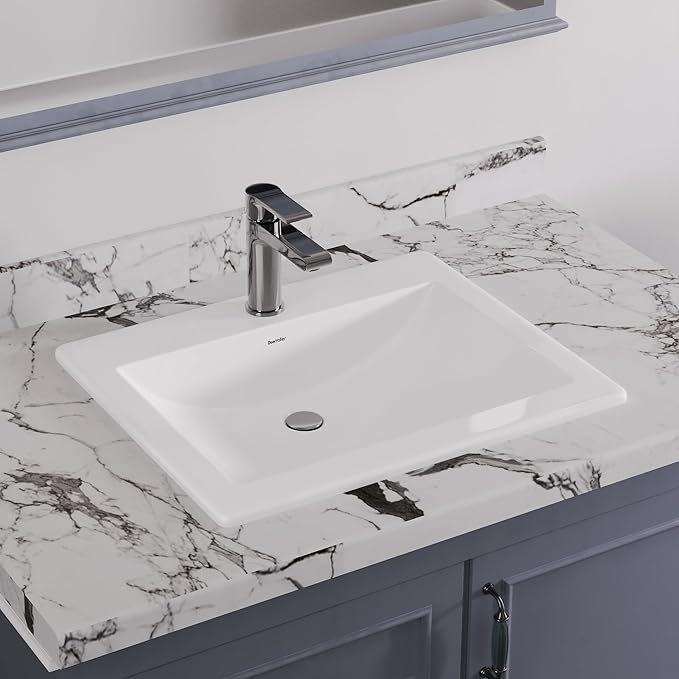 Sink, DeerValley, 21”x18”Rectangular Drop-in Sink for Bathroom Ceramic Vessel Sink