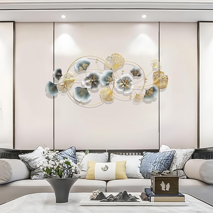 3D Metal Wall Art Decor Gold, 59" Large 3d Wall Decor