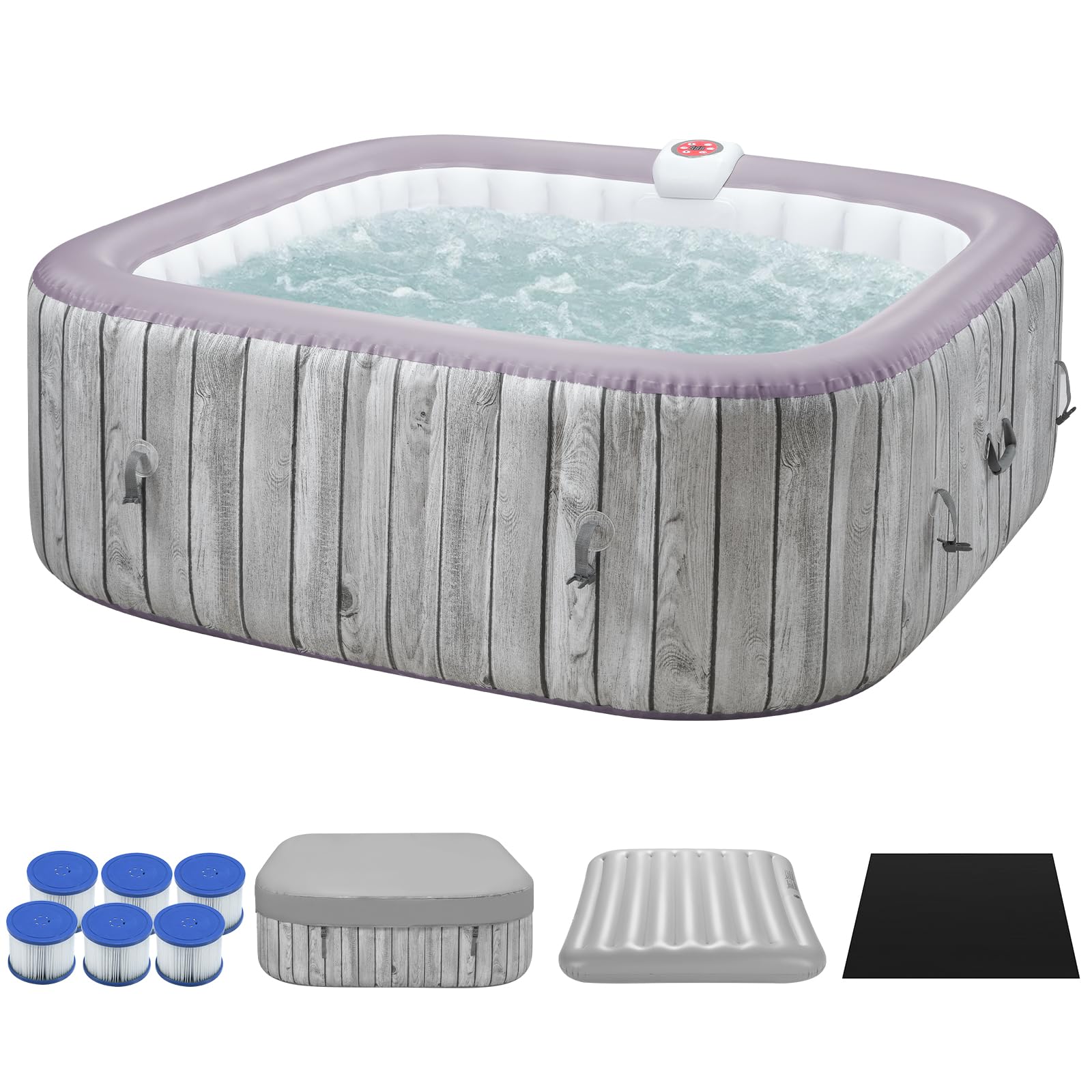 73" Inflatable Hot Tub,4-6 Person,Portable Hot Tub with 130 Soothing Bubble
