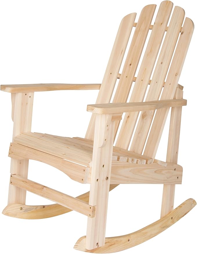 Marina Adirondack Porch Rocker, Indoor Outdoor Wood Rocking Chair