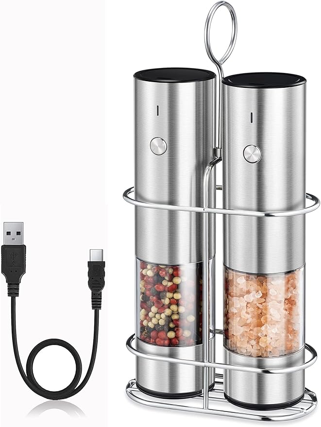 Salt and Pepper Grinder Set - Extra Large Capacity - Automatic