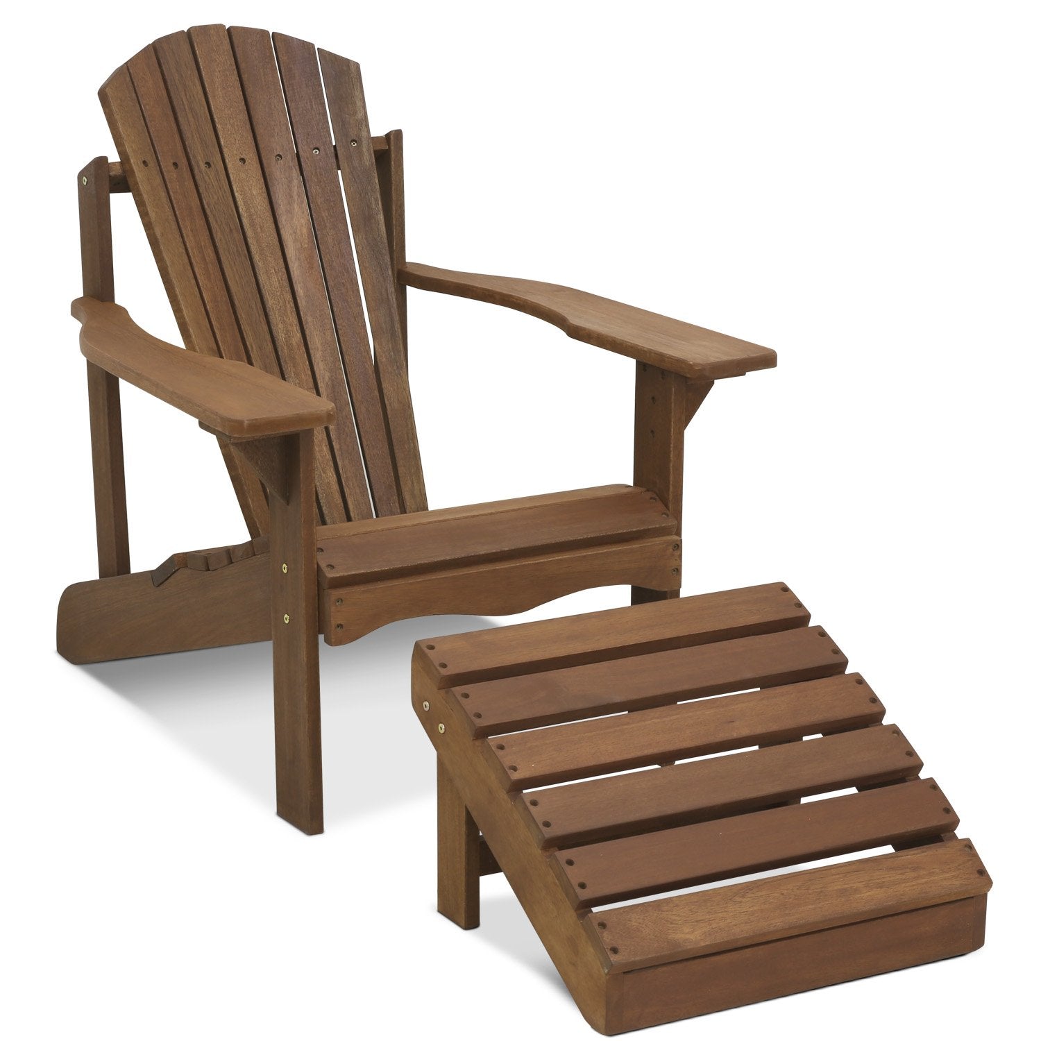FG16918 Tioman Hardwood Patio Furniture Adirondack Chair in Teak Oil, Large, Natural