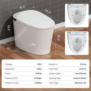 AKNIRL Smart Toilet with Bidet Built-in, Booster Pump Assisted, Powerful Auto Flush, Foot Sensor, Heated Seat, Warm Water, Night Light, Air Dryer, Deodorization, Bidet Toilet for Modern Bathroom