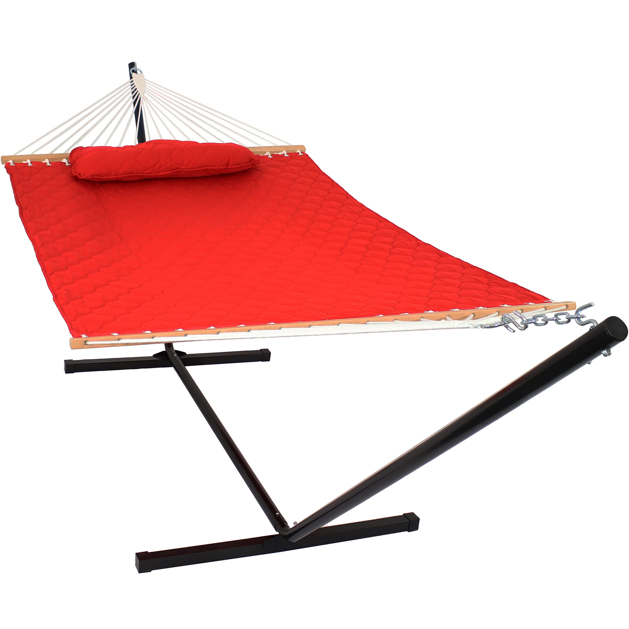 Quilted Fabric Double Hammock with 12-Foot Stand - 400-Pound Capacity