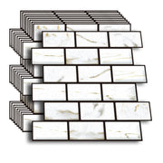 10-Sheet Tiles Peel and Stick Backsplash, 11.8in x 11.8in,White Subway 3D Wall Panels